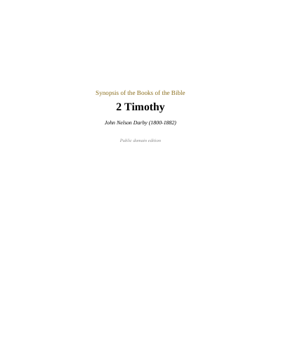 Title page of Darby's Synopsis on 2 Timothy
