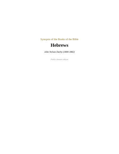 Title page of Darby's Synopsis on Hebrews