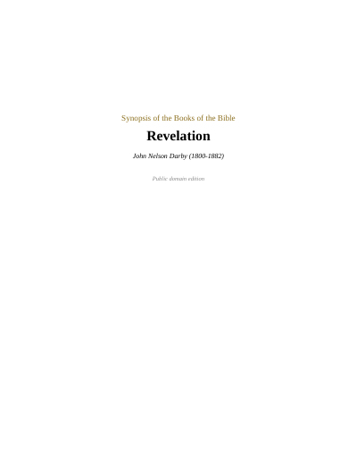 Title page of Darby's Synopsis on Revelation
